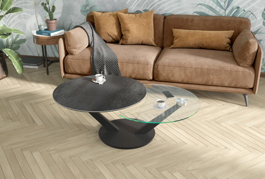 RIVIERA - Table basse céramique et verre