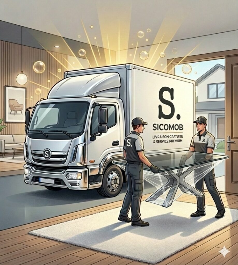 Livraison gratuite* de votre table par nos livreurs experts