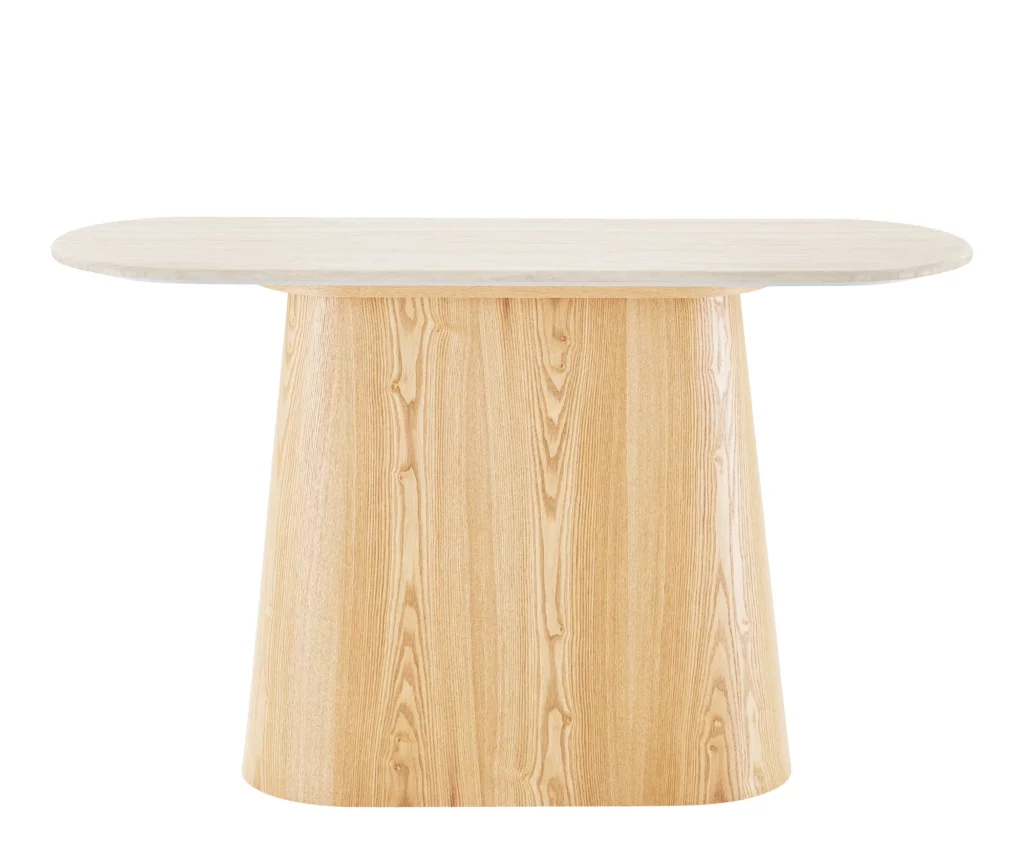 Console Larvik House Nordic, placage de frêne naturel et finition blanc cassé