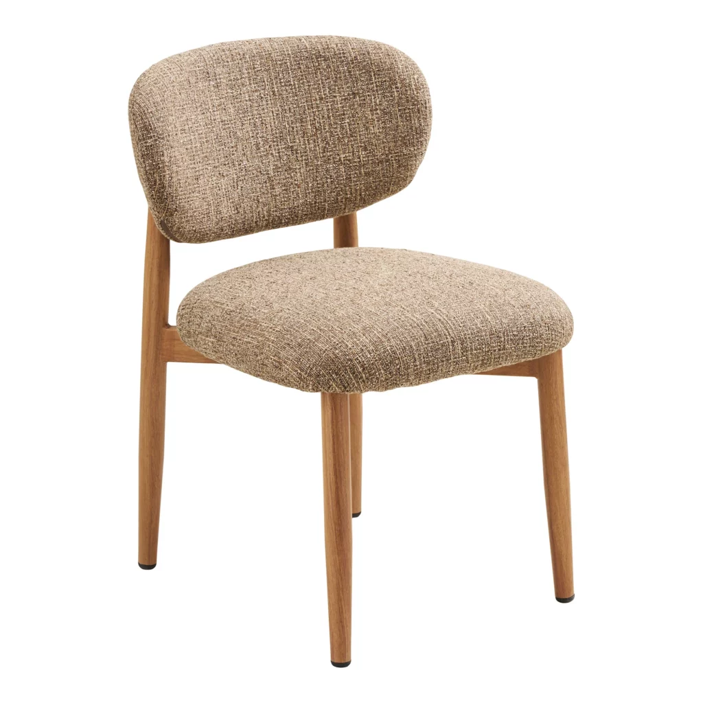 Chaise Isola House Nordic, revêtement brun et pieds effet bois naturel