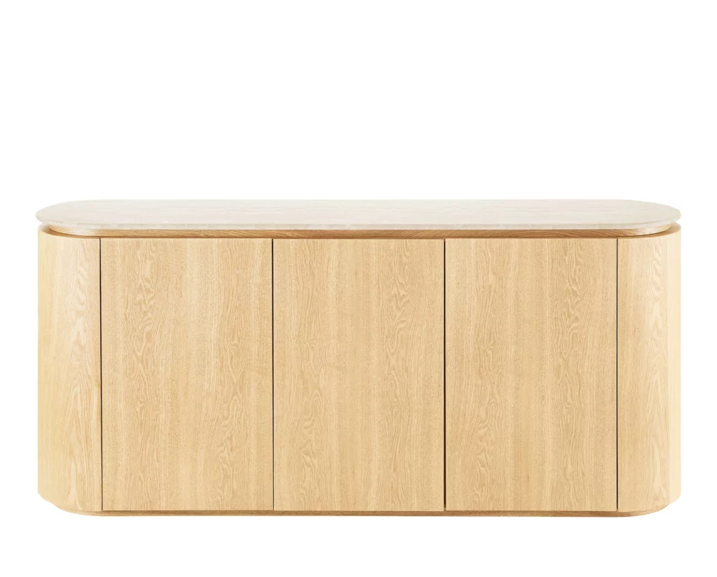 Buffet Larvik House Nordic en placage de frêne, naturel et blanc cassé